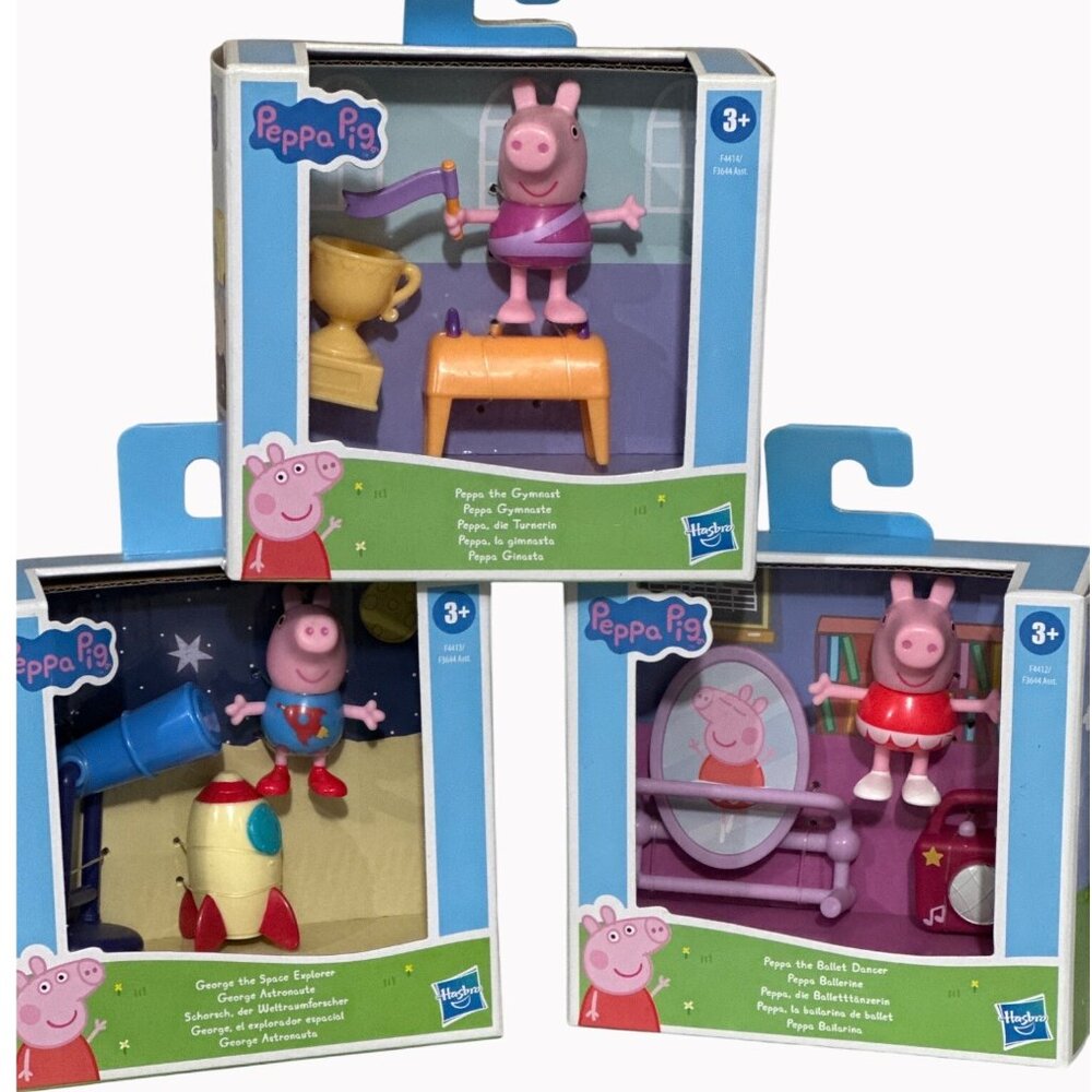 Peppa Pig Playset Bundle - Space Explorer Ballet Dancer & Gymnast Figures